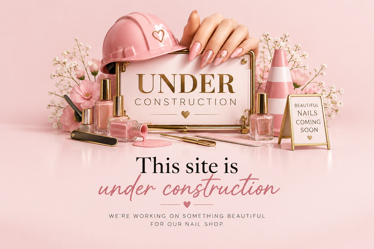 Elegant nail shop under construction illustration